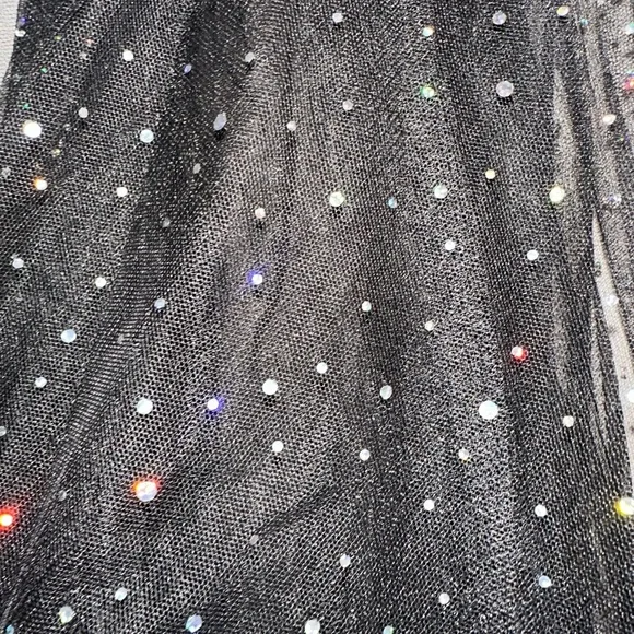 Windsor Vanessa V-Neck plunging Tulle Gown iridescent sequins dots evening Prom - Picture 8 of 13